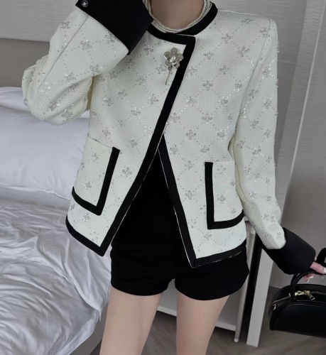 Small fragrant style coat for women French lady sequin 2024 new thin early spring high-end small tweed top