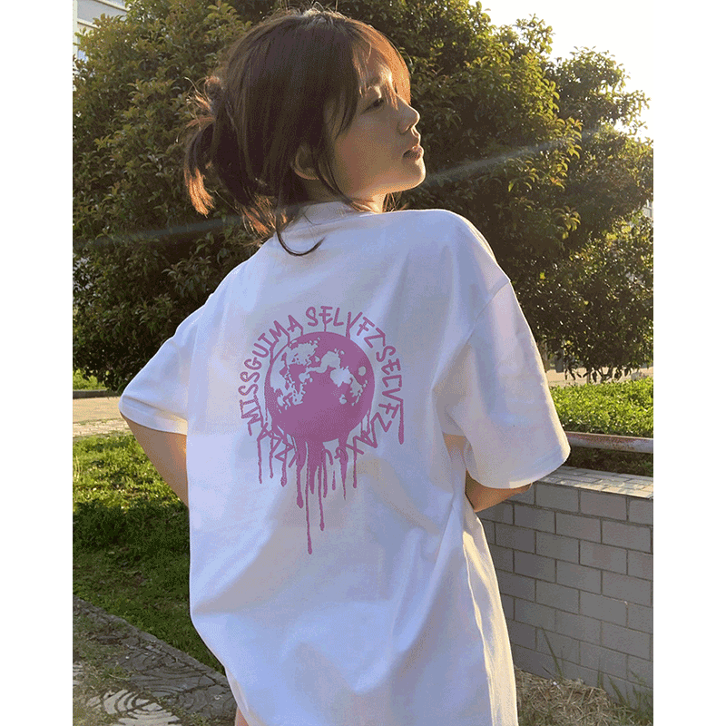 高質量純棉220克精梳緊密手感好直播品質前後印花短袖t恤女