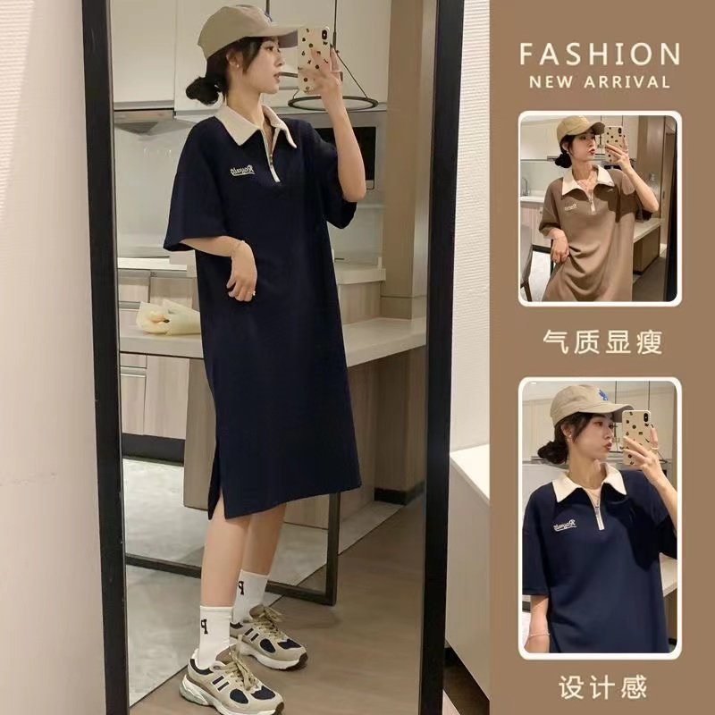 夏裝新款裙子時尚大碼女裝寬鬆遮肉顯瘦氣質中長款胖MM連衣裙