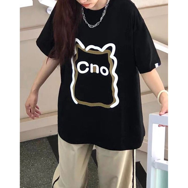 高質量純棉220克精梳緊密手感好直播品質前後印花短袖t恤女