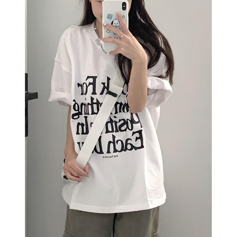 高質量純棉220克精梳緊密手感好直播品質前印花短袖t恤女