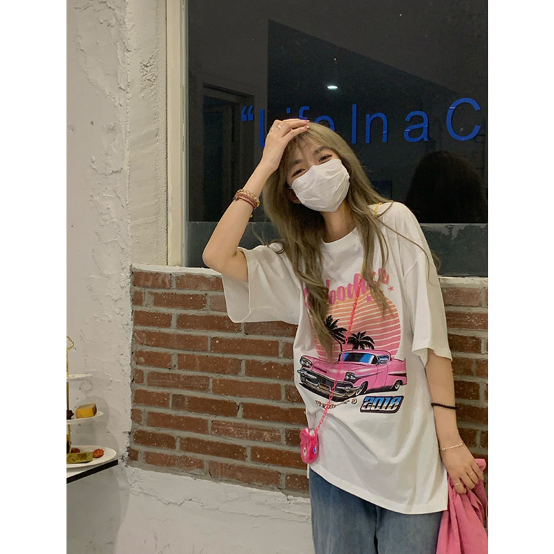 高質量純棉220克精梳緊密手感好直播品質前印花短袖t恤女