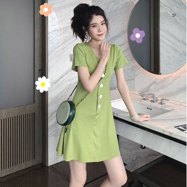 New skirt internet celebrity mid-length dress dress supply green