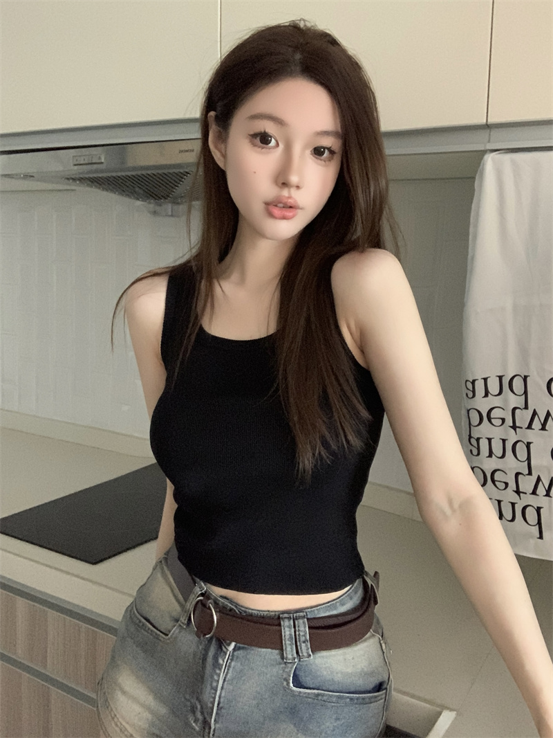 實拍  新款韓版修身內搭針織背心女吊帶外穿小背心U領上衣