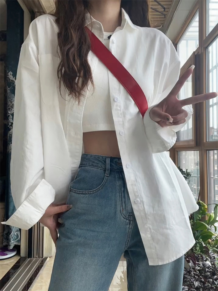 白色襯衫春秋裝女2024年新款秋季外套薄款法式襯衣長袖上衣設計感