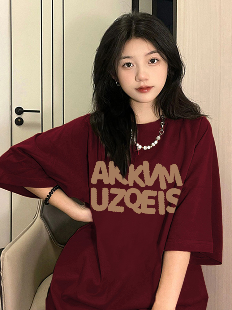 高質量純棉220克精梳緊密手感好直播品質前印花短袖t恤女