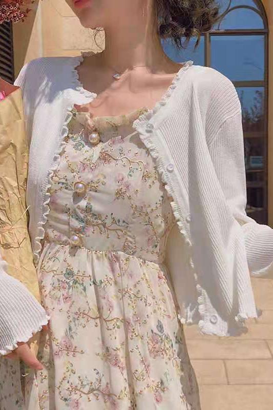 冰絲仙氣防曬開衫女夏薄短款木耳邊外搭小披肩的上衣外套