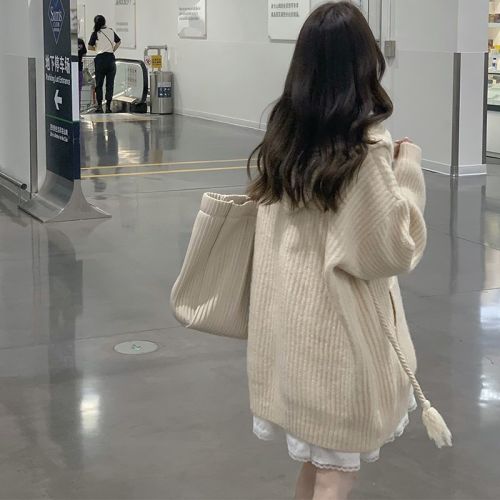 春秋温柔系穿搭奶fufu减龄秋装搭配一整套韩剧奶乖毛衣两件套装裙