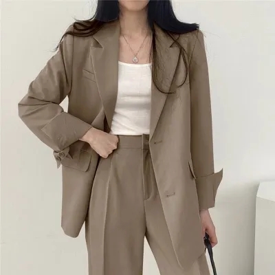 小西裝復古外套修身時尚2024春秋冬女韓版休閒設計感上衣西褲套裝