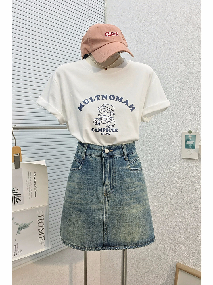 官圖220克/精梳純棉後包領有縫邊S-XXXL夏裝短袖T恤女