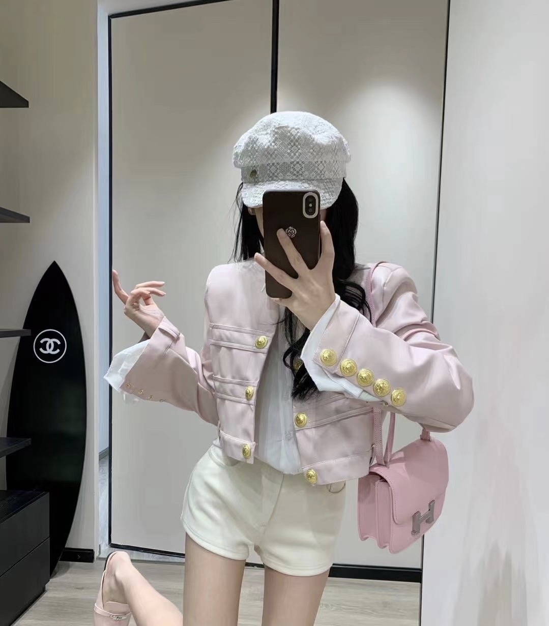 Xiaoxiangfeng jacket women's spring 2024 new sweet age-reducing small fashion high-end short leather jacket