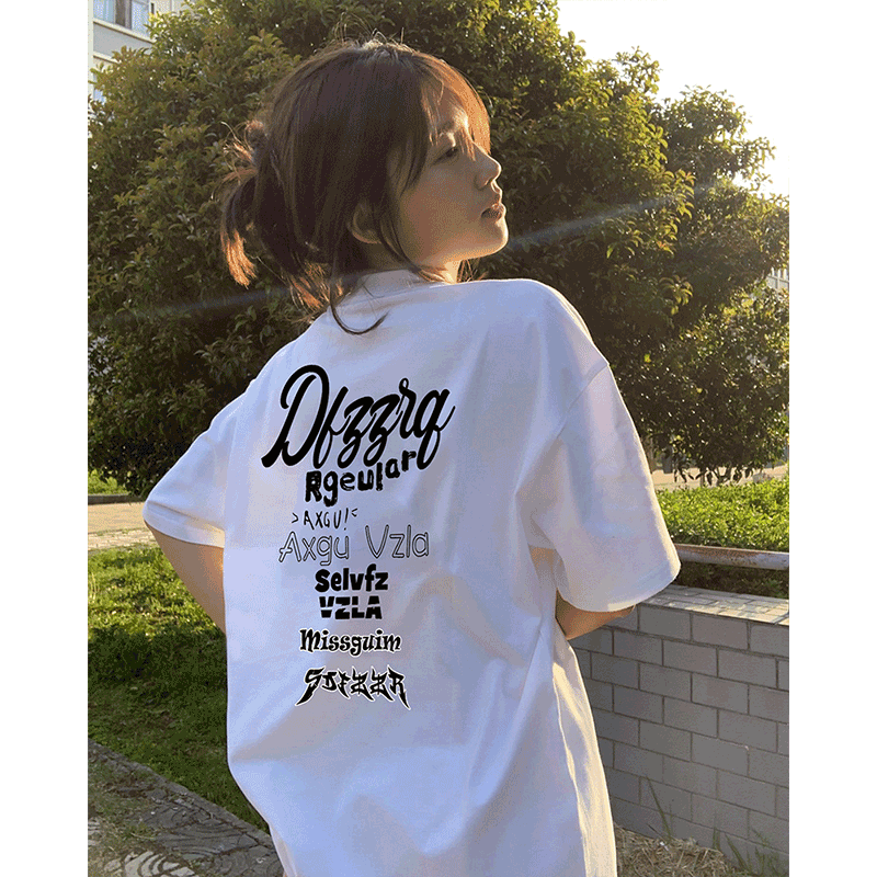 高質量純棉220克精梳緊密手感好直播品質前後印花短袖t恤女