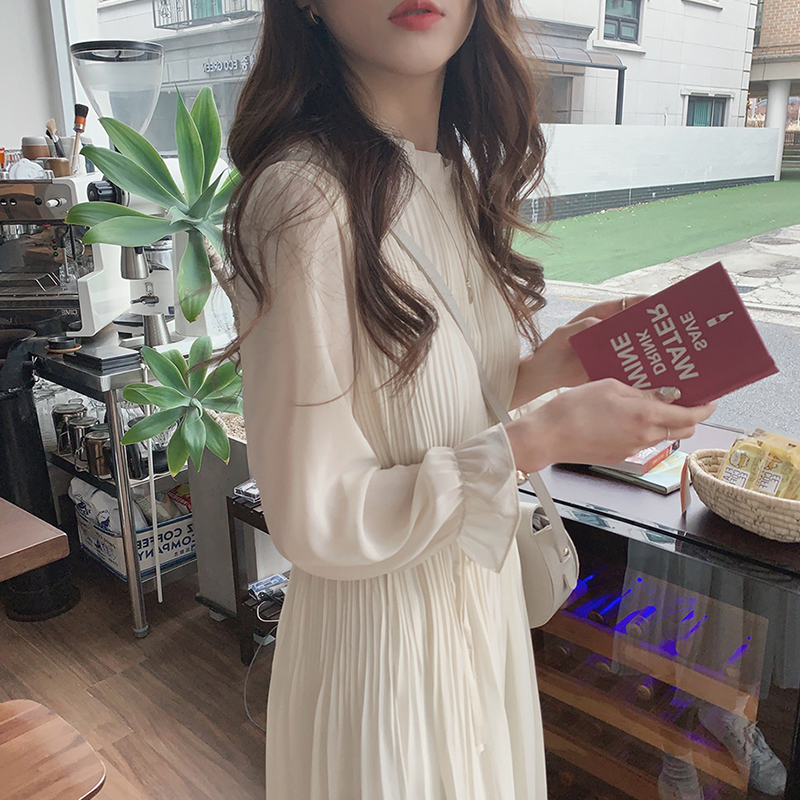 森系長裙到腳踝復古連衣裙女春秋季仙女超仙學生法式初戀桔梗裙子