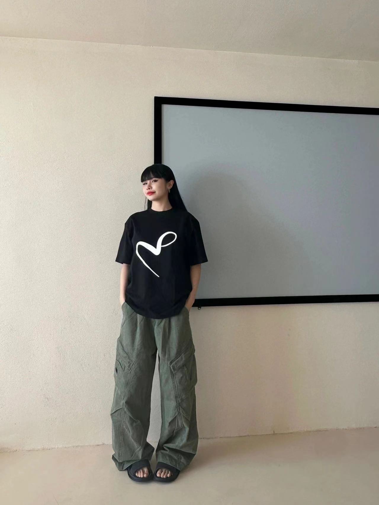 高質量純棉220克精梳緊密手感好直播品質前後印花短袖t恤女