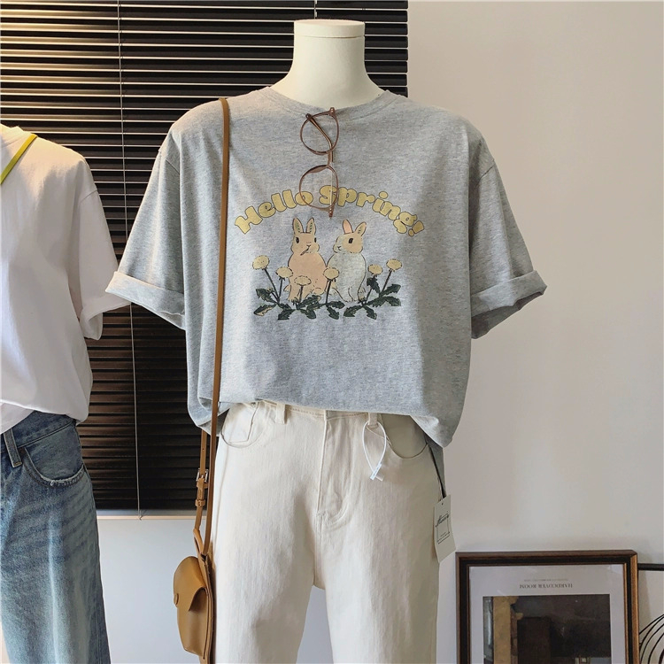 官圖220克/精梳純棉後包領有縫邊S-XXXL夏裝短袖T恤女