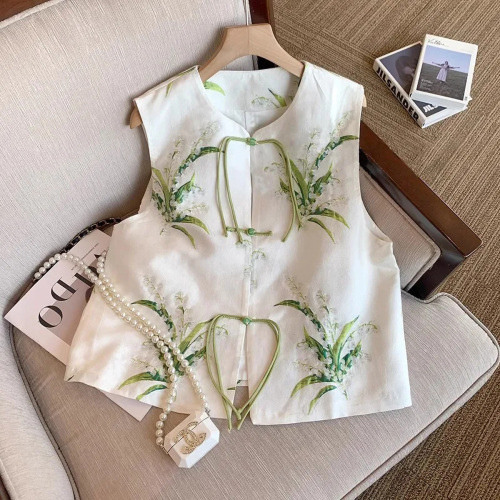 Quality Inspection Officer Picture New Chinese Style National Style Embroidered Disc Button Vest Women's 2024 Early Spring New Retro Zen Temperament Vest