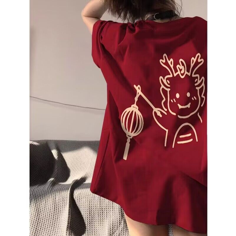 高質量純棉220克精梳緊密手感好直播品質前後印花短袖t恤女