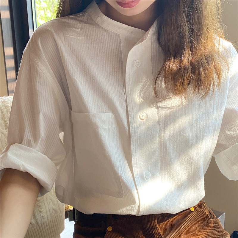 白色襯衫女春秋款2024新款襯衣小個子別致漂亮長袖上衣設計感小眾