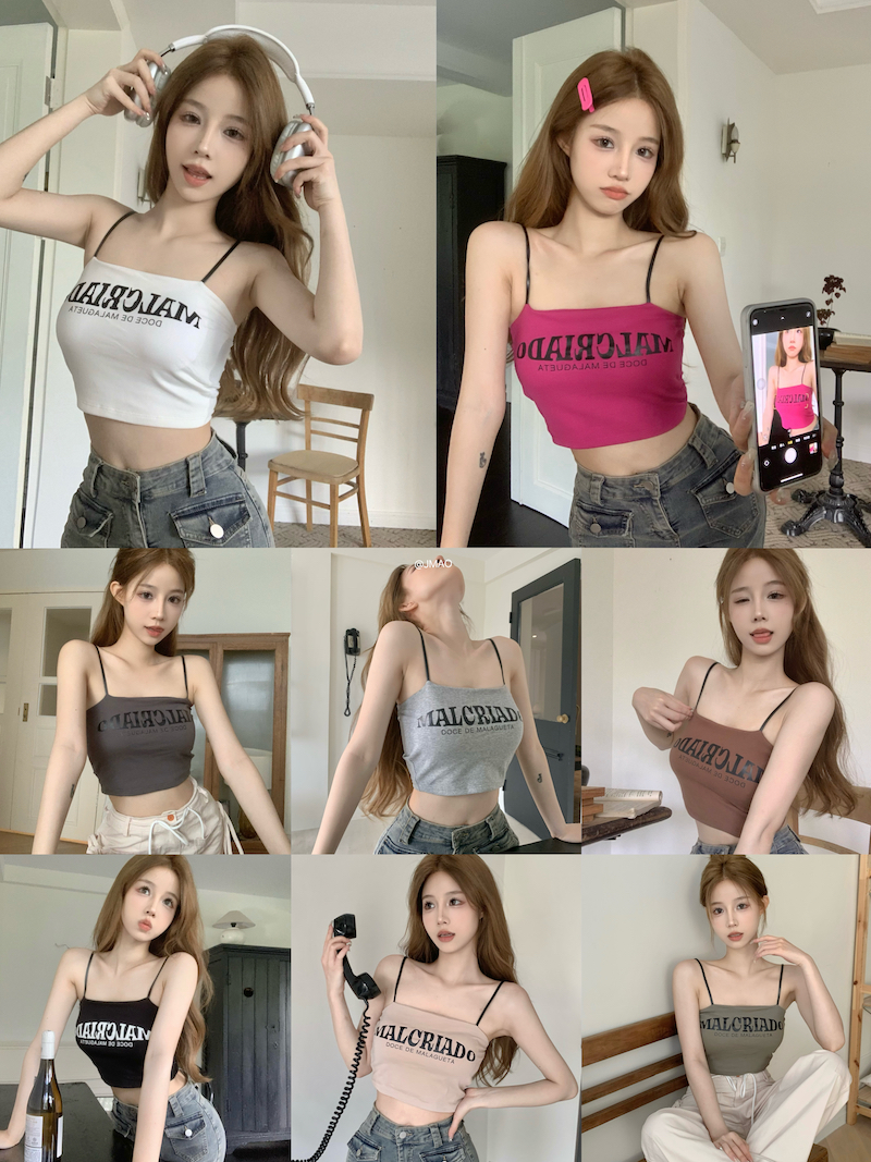 Real shot of hot girl pure desire short camisole with breast pads 8 colors beautiful back