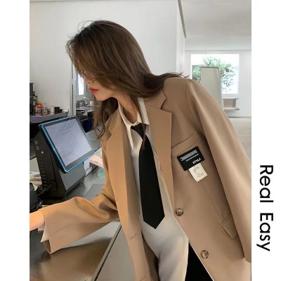 Casual suit top niche high-end 2024 new autumn and winter small khaki suit jacket for women