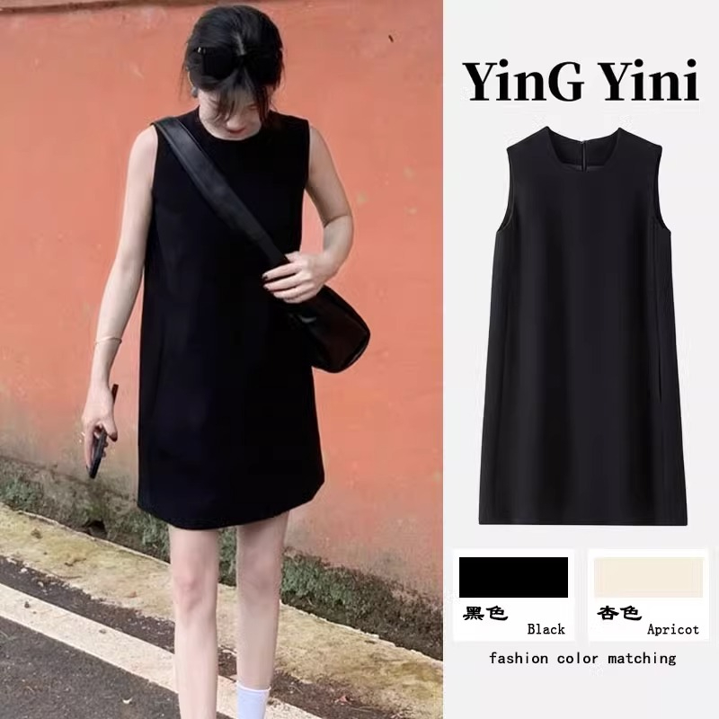 簡約休閒夏季純色套頭夏季2024新款背心連衣裙女