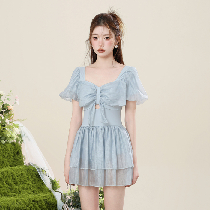 One-piece hot spring swimsuit for women 2024 new conservative slimming belly-covering high-end skirt-style flesh-covering swimsuit