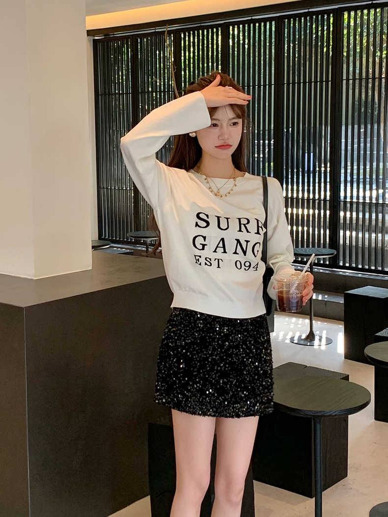 Sequin skirt for women, spring design, high waist, slimming, fashionable A-line skirt, temperament short skirt