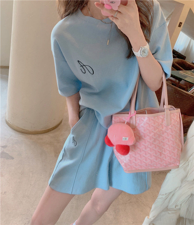 小番茄定製洋氣girl 運動套裝女夏短袖T恤短褲懶人休閒衛衣兩件套