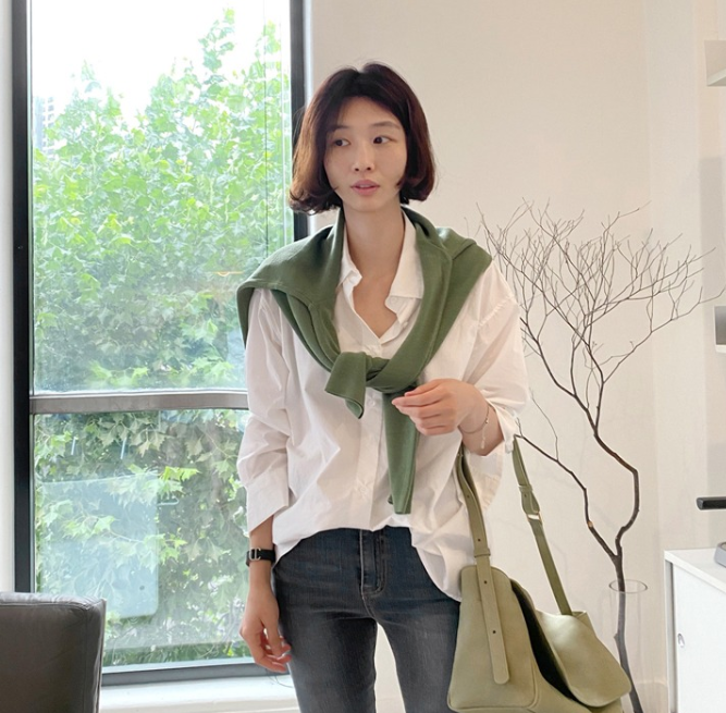 2024春裝新款韓國chic長袖襯衫韓版寬鬆白色女士襯衣復古港味上衣