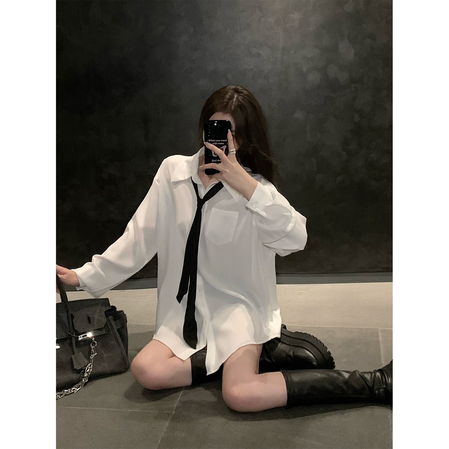 JK制服襯衫半身裙連衣裙子百褶裙女秋冬季兩件套裝短裙長袖t恤女