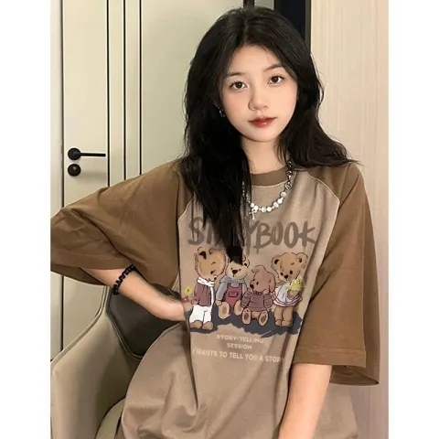220g 100% cotton new sweet and spicy top design niche ins raglan sleeve slimming t-shirt