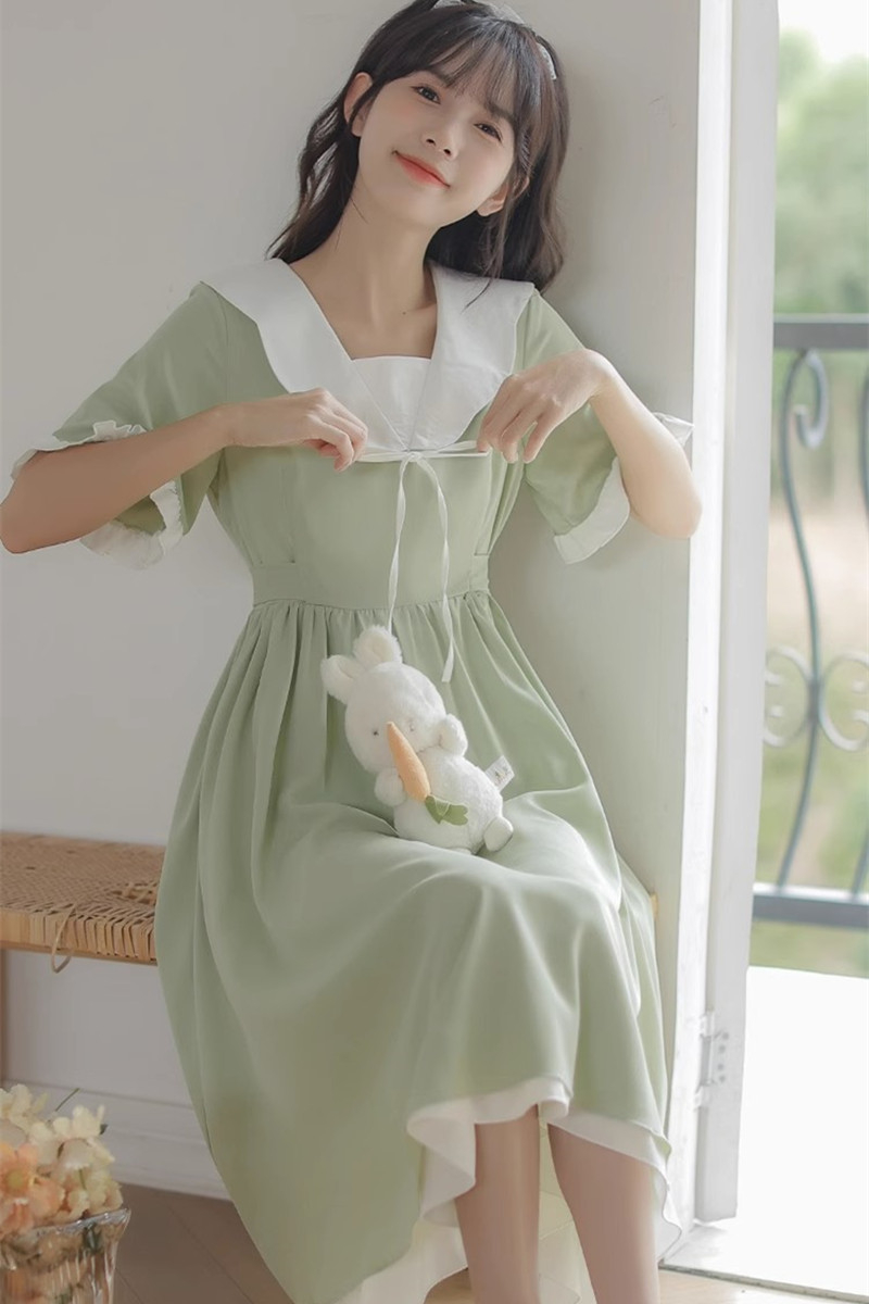 2024 new junior high school and high school student college style Japanese sweet long skirt doll collar dress girl summer dress