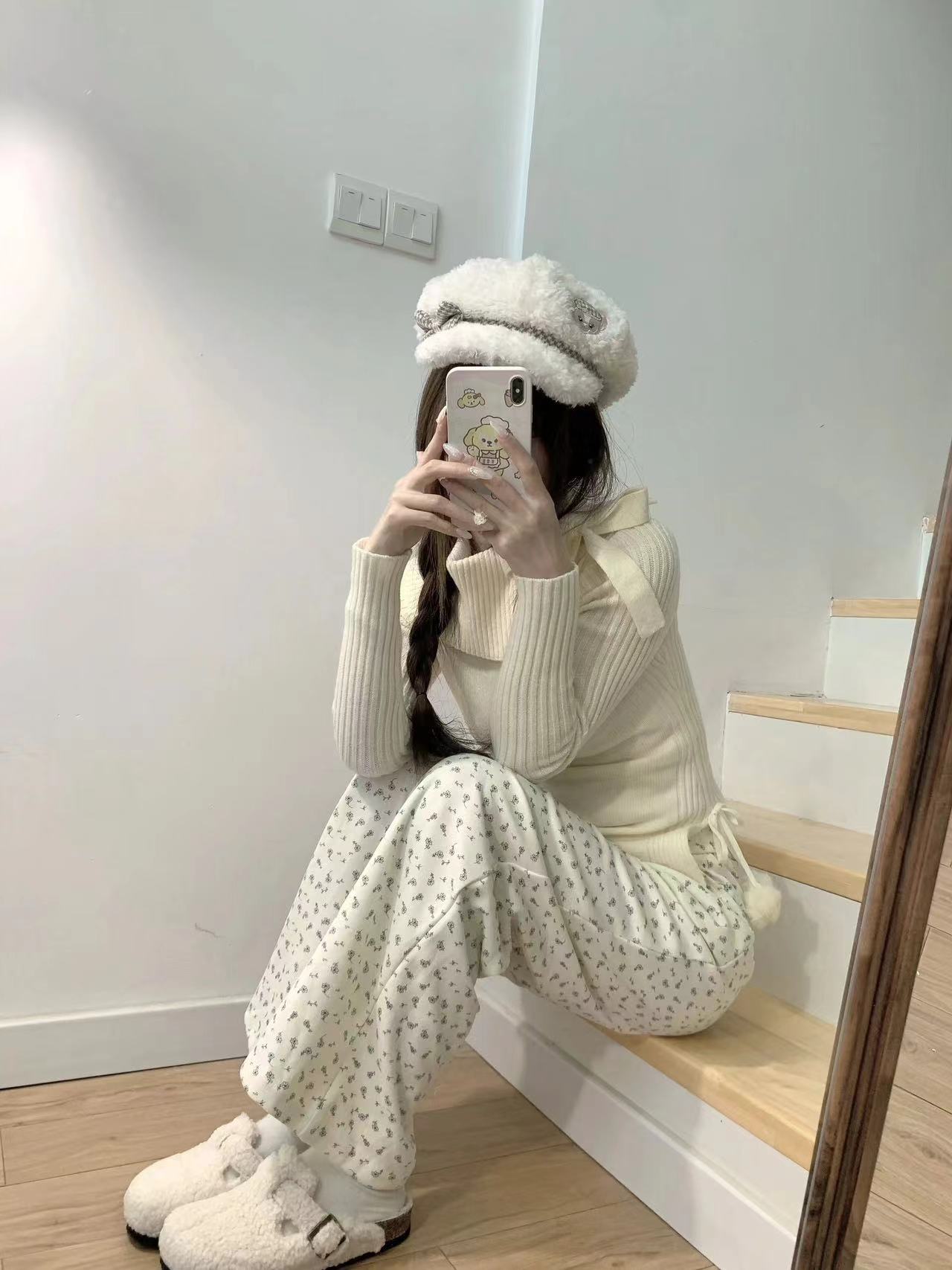 Pure cotton Huamian spring and summer new Japanese style niche floral elastic high waist slimming straight wide leg pants for women