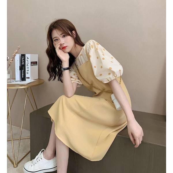 時尚新款套裝女韓版減齡寬鬆波點上衣+顯瘦背帶裙兩件套連衣裙潮