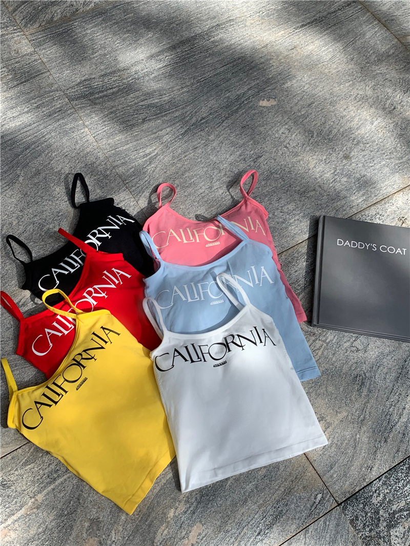 Real shot of American retro hottie dopamine camisole female sleeveless top beautiful back