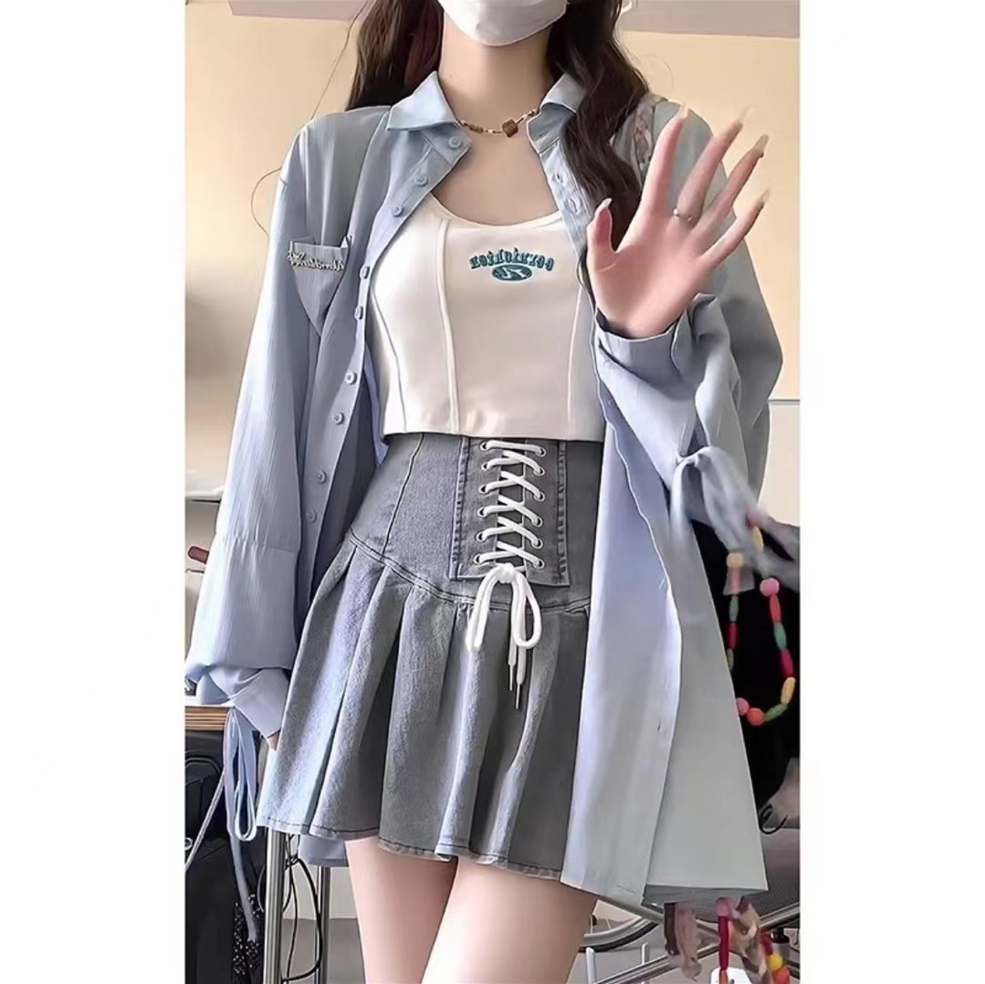 原版做法純欲風襯衫港風辣妹長袖t恤女INS韓版上衣服