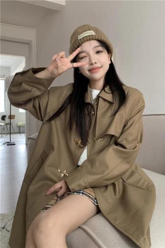 Actual shot~Large size 2024 new style windbreaker jacket for women, slim, mid-length, British style, fashionable and versatile top