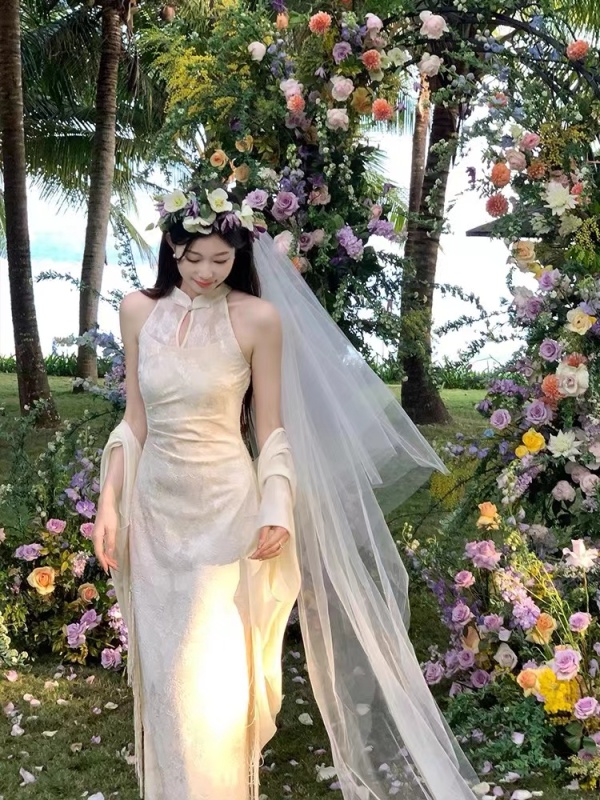 EIA一堯I do 求婚裙新中式連衣裙女春季清冷感復古改良旗袍