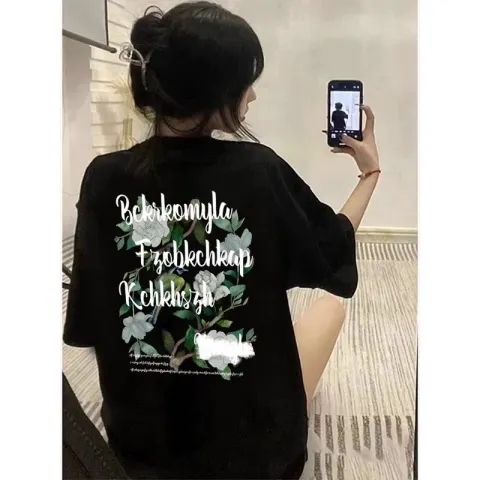 200g 100% cotton high density silo woven American high street t-shirt for women large size pure cotton lazy style