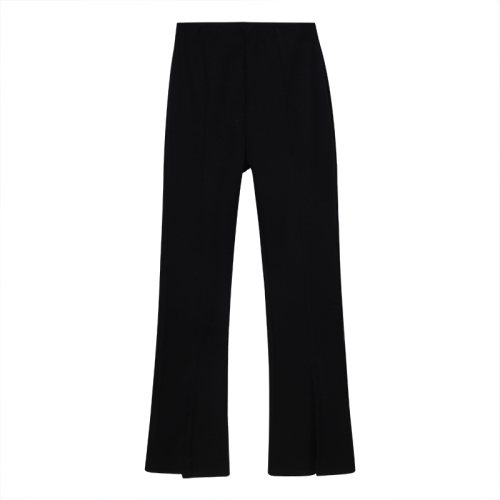 Slit wide-leg pants for women with niche design for spring and summer new style high-waisted black drapey floor-length straight pants