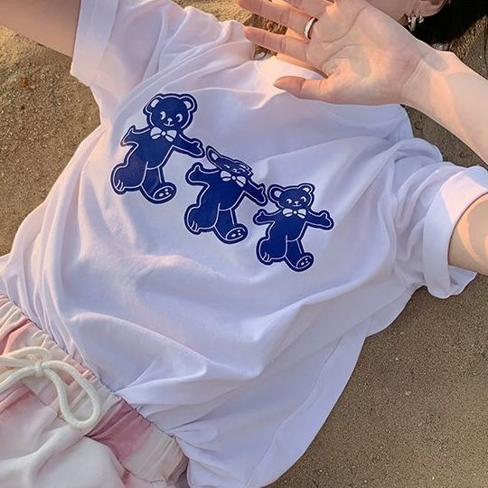 韓版ins同款可愛卡通熊短袖t恤女學生上衣