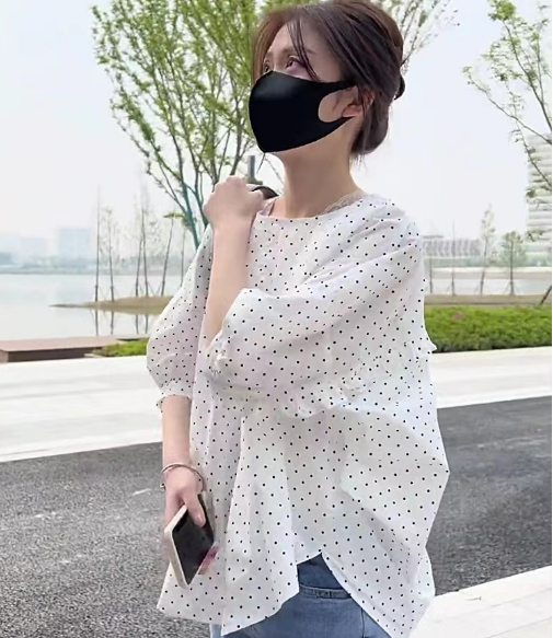 夏裝新款大碼女裝系帶娃娃衫短袖襯衫甜美洋氣小衫木耳邊減齡上衣