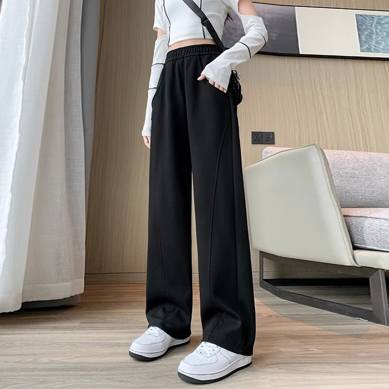 Super hot wide-leg pants for women in spring and autumn new style high-waisted loose straight-leg casual mopping sports banana sweatpants trendy