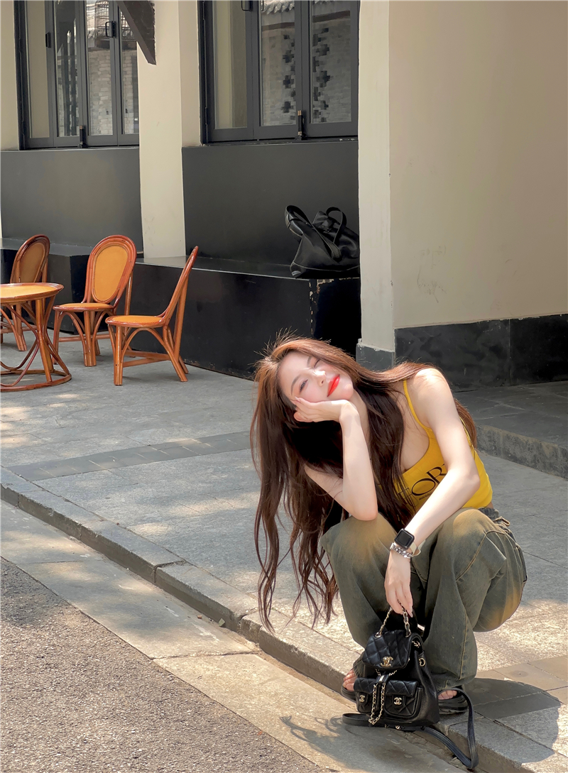 實拍美式辣妹吊帶背心女夏季新款