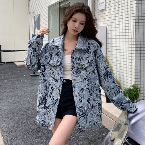 Real shot ~ French exquisite small fragrance heavy industry denim jacket socialite temperament high-end design jacket top
