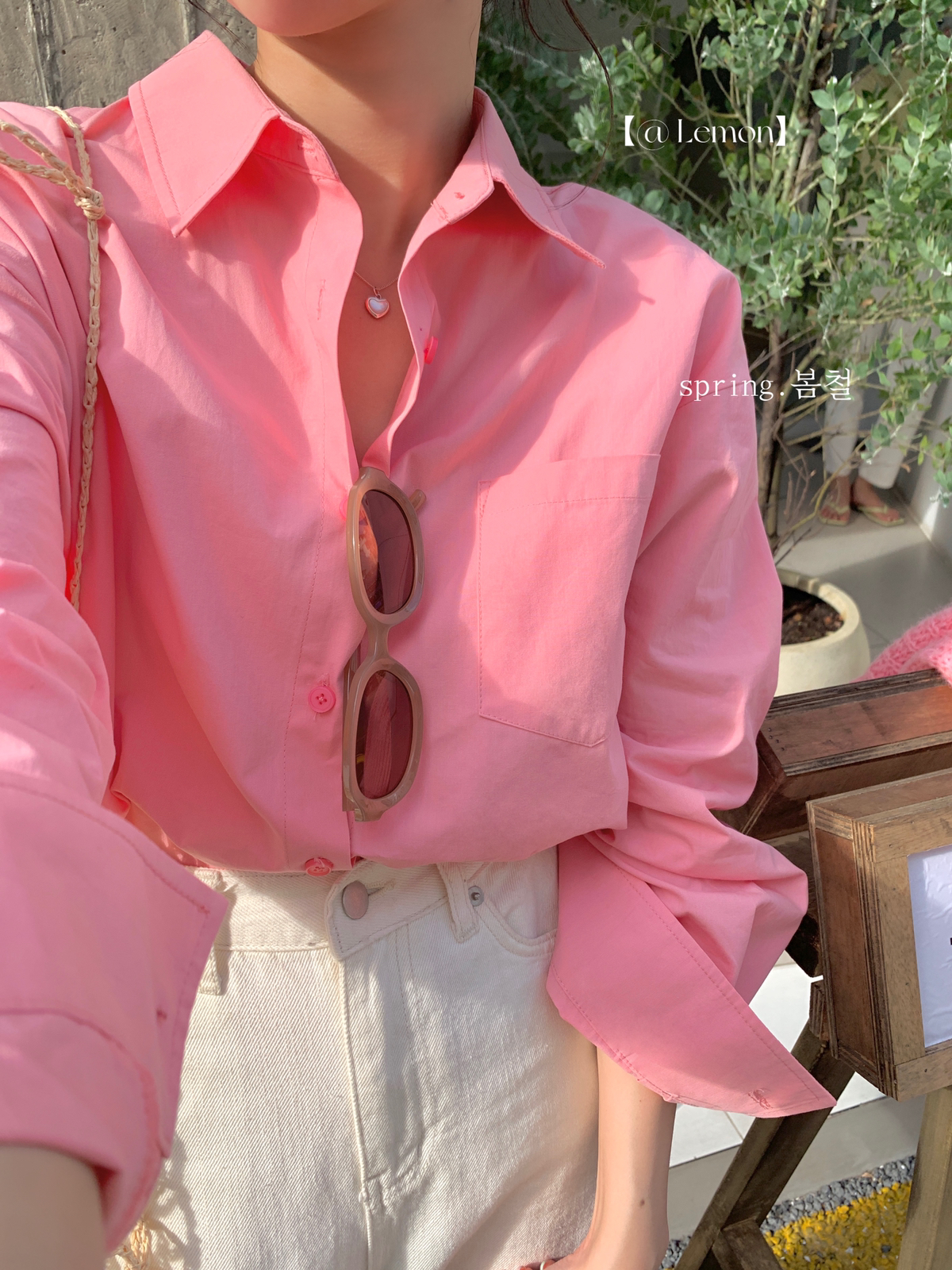 Pink cotton shirt jacket for women spring and autumn design niche French chic long-sleeved shirt autumn top