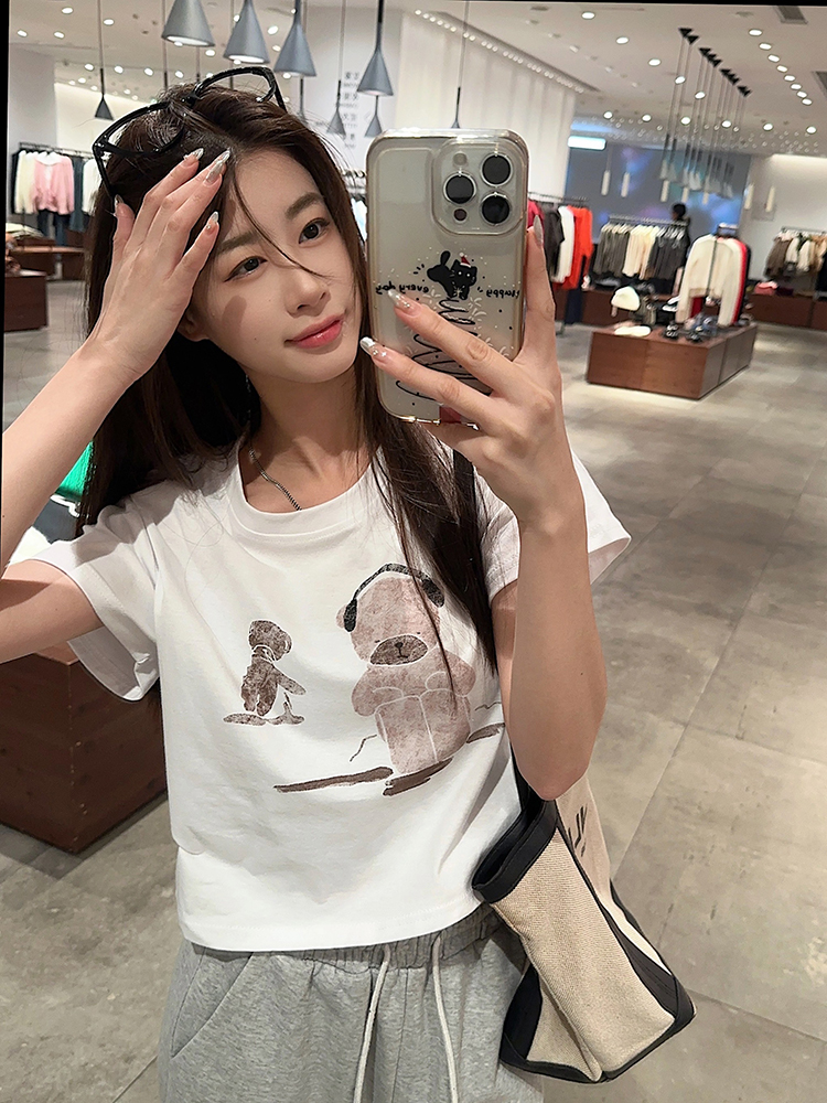 原創~實拍~正肩純棉短袖T恤女印花短上衣