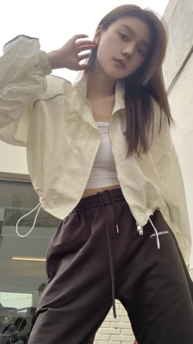 Actual shot Korean style loose and slim long-sleeved cardigan short jacket versatile student warm jacket