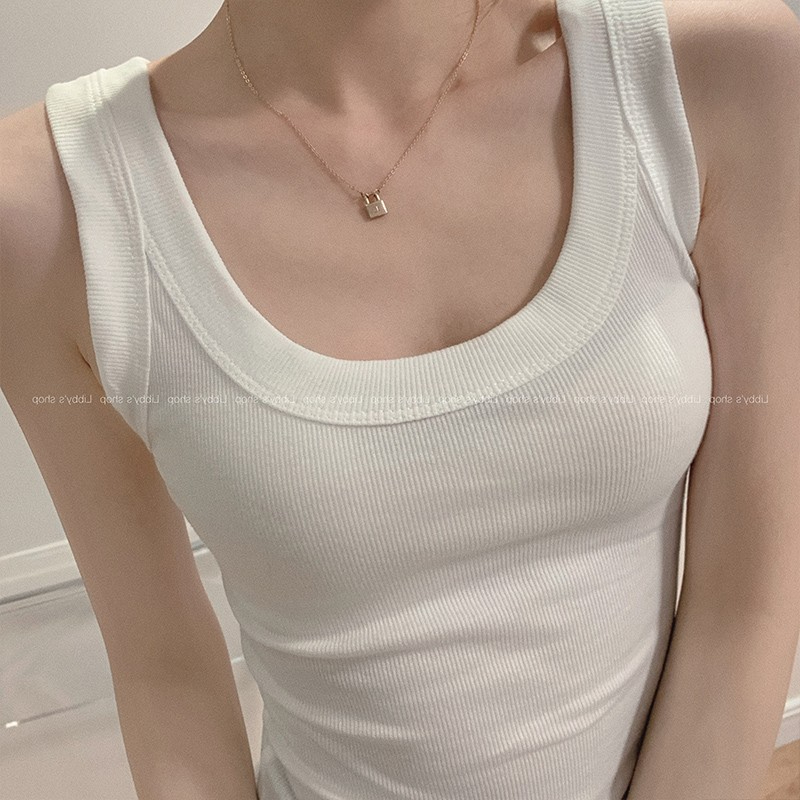 Threaded camisole women's wide shoulder strap summer bottoming shirt