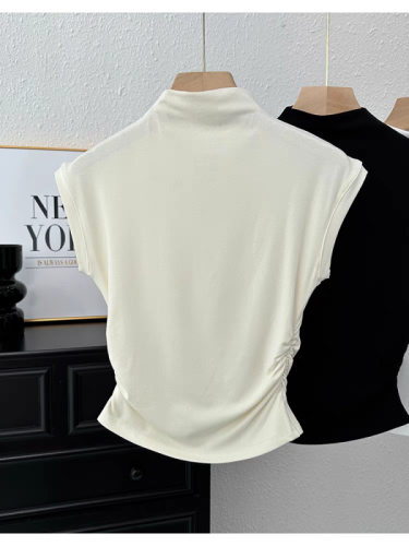 Pure Desire Sexy Sleeveless T-shirt Women's Summer Half-Turtle Collar Slim Fit Shirt Chic Popular Versatile Top